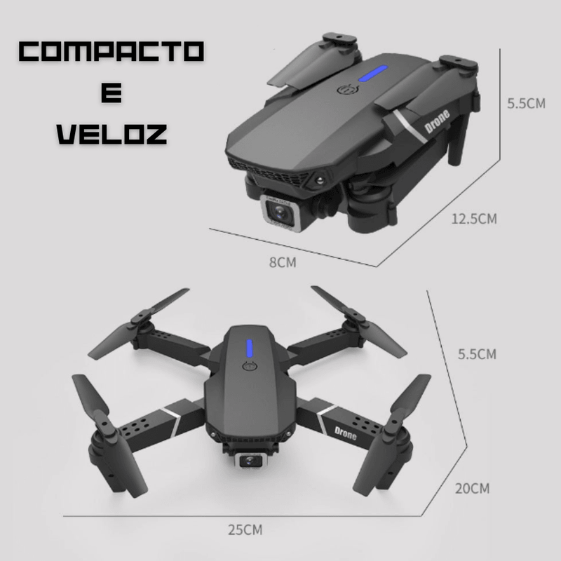 Drone Profissional Wifi com Controle Remoto Adaptável/Zangão - Lojão do Consumidor