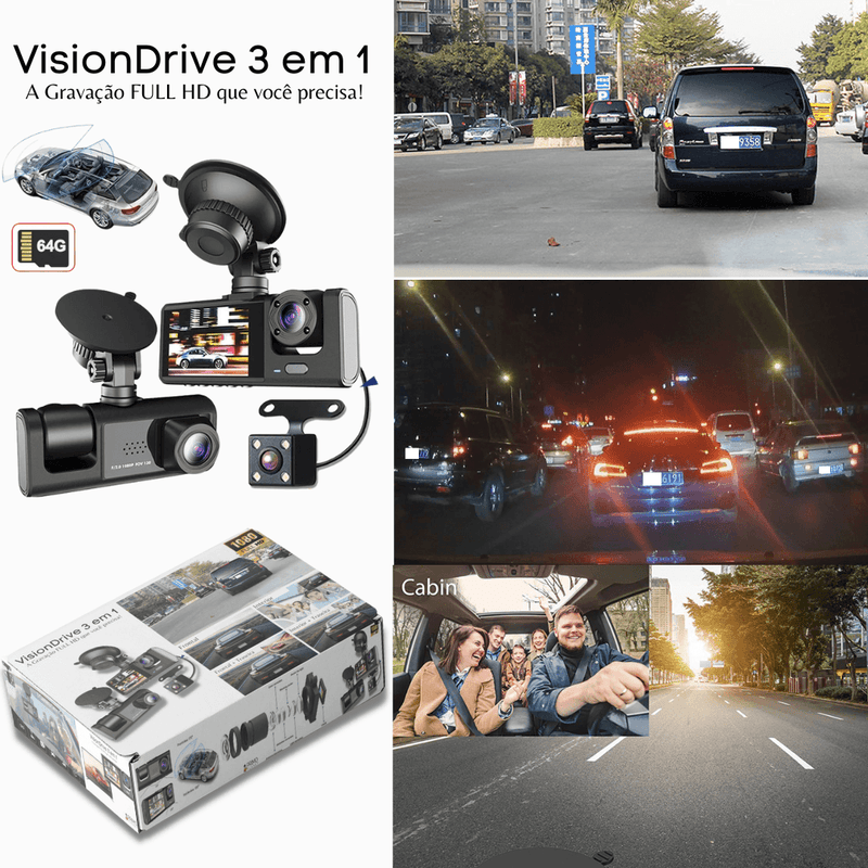 VisionDrive 3 em 1 - A Gravação FULL HD que Você Precisa - Lojão do Consumidor