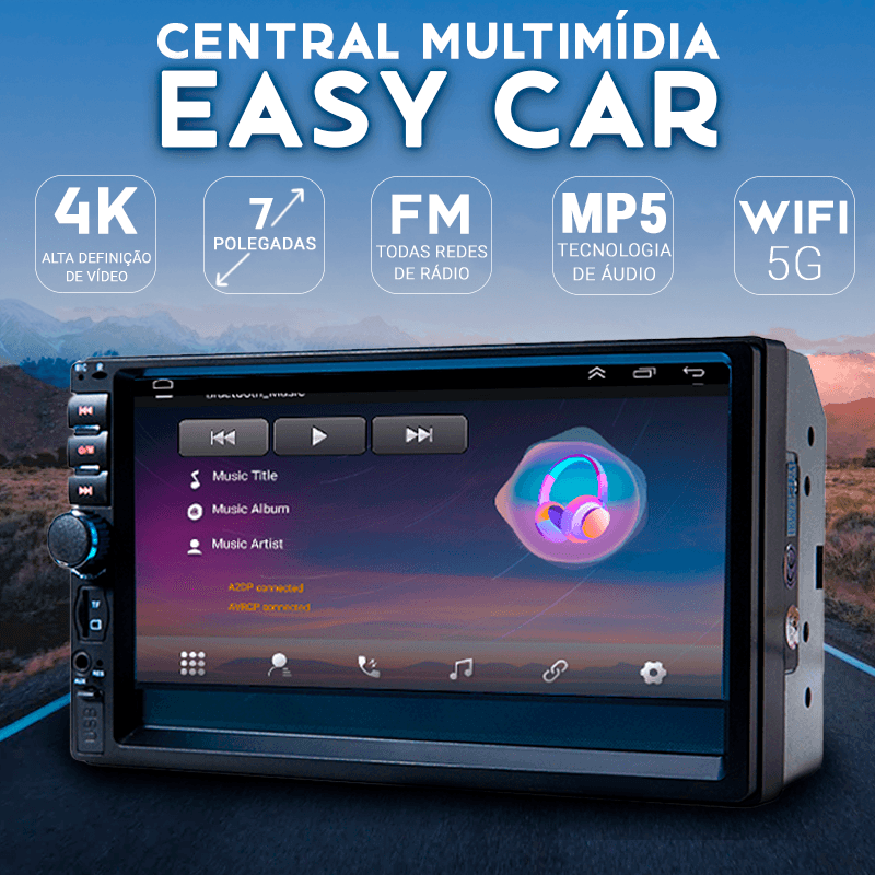 Central Multimídia Universal 7 Polegadas Wifi Gps Mp5 Bluetooth - EasyCar - Lojão do Consumidor